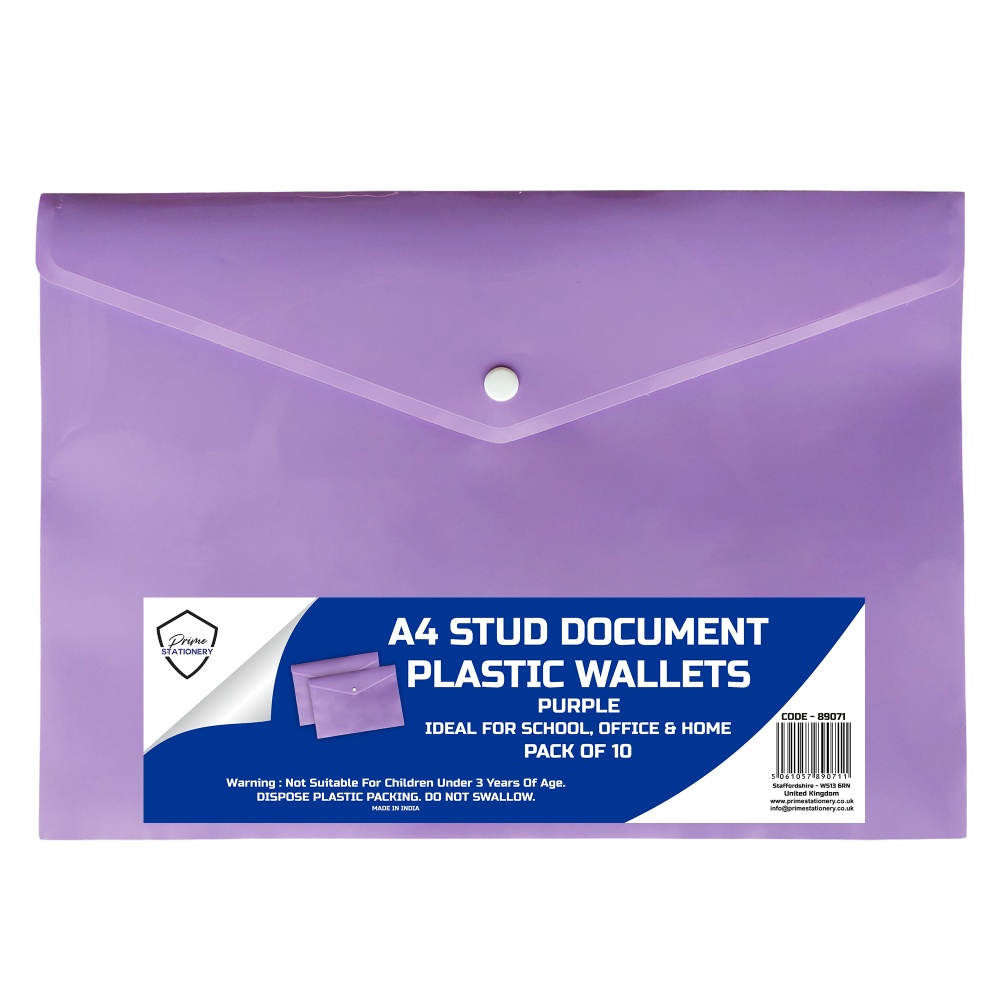 Prime A4 Stud Wallet Purple Pack of 10